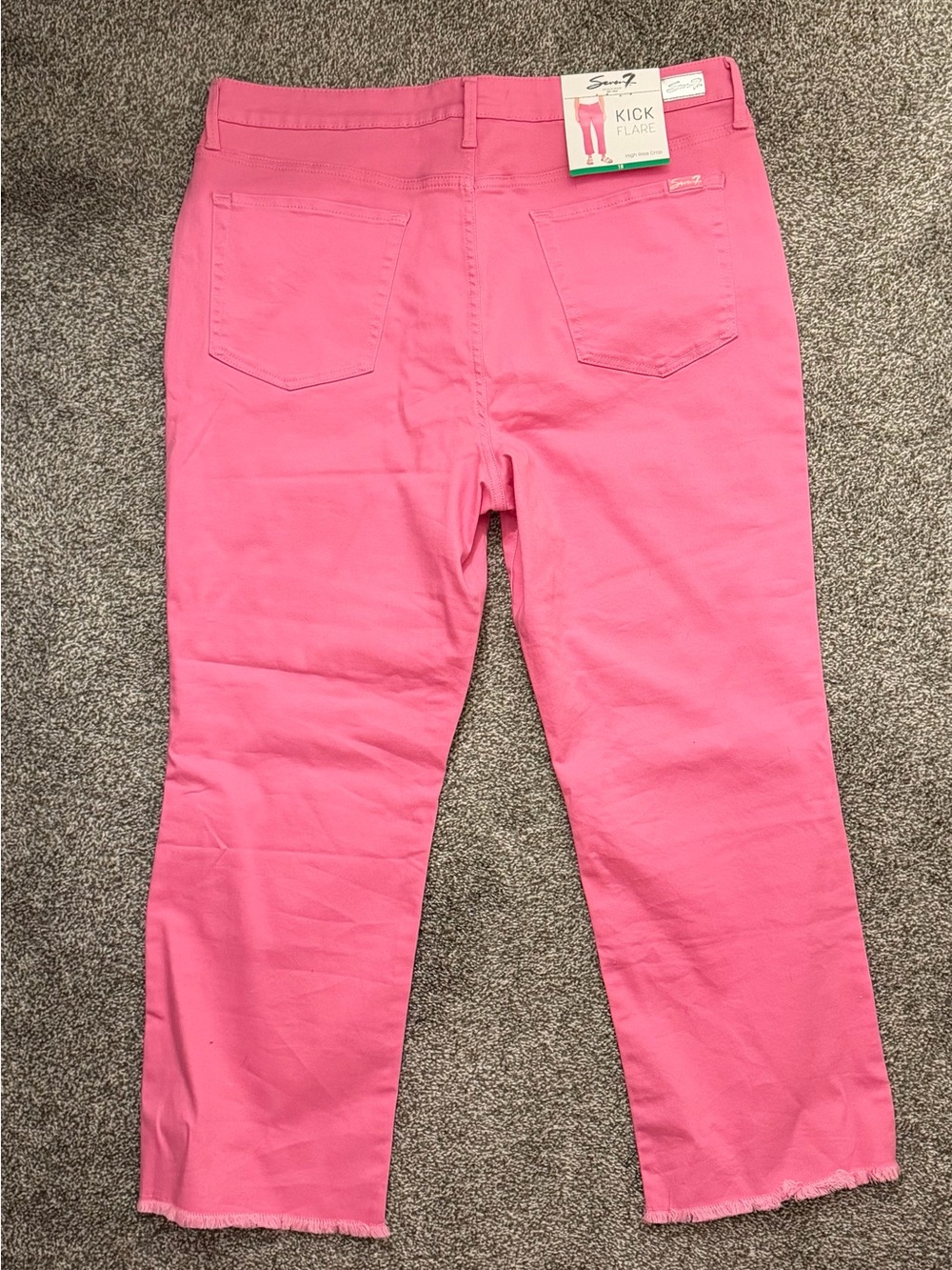 Seven7 Hot Pink Kick Flare Crop Jeans - Picture 2 of 4